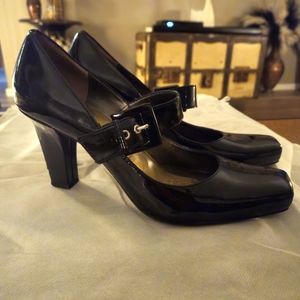 Franco Sarto Black Patent Leather Mary Jane Pumps 9.5